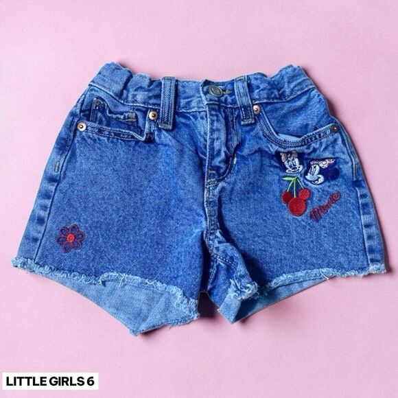 Disney Other - Y2K Minnie Mouse Embroidered Denim Shorts Girls Size 6‎ Old Navy Summer Blue